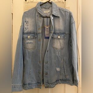 Denim jacket, medium length , oversized,